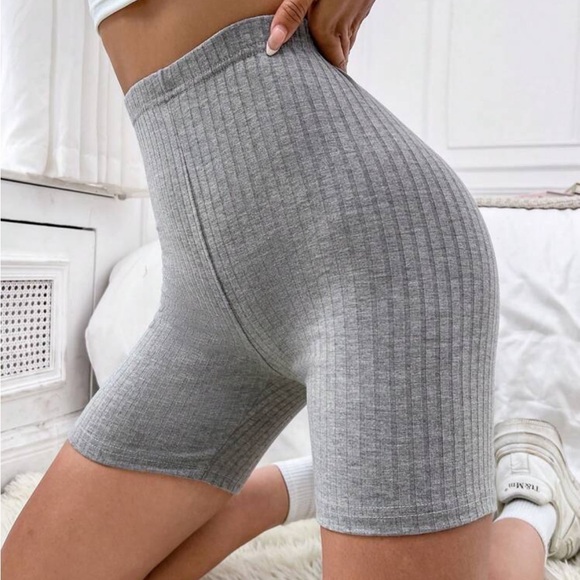 Shein Moosta solid rib knit biker shorts gray - Picture 4 of 6